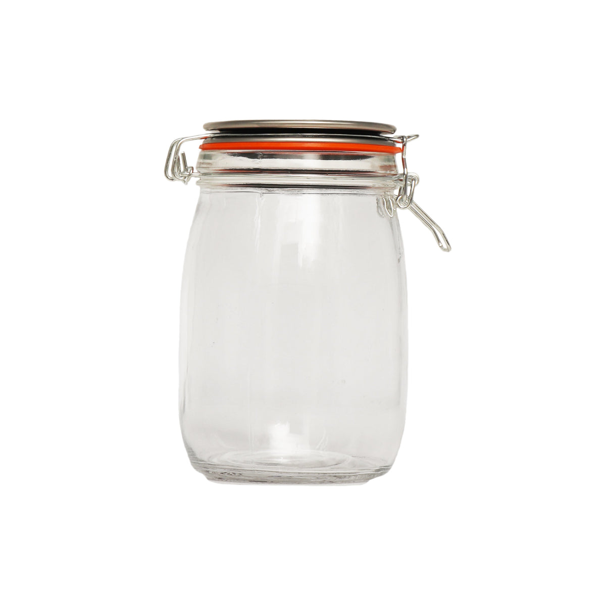 Regent Round Hermetic Glass Canister With Clip-seal Metal Lid, 1lt (170x110mm Dia)