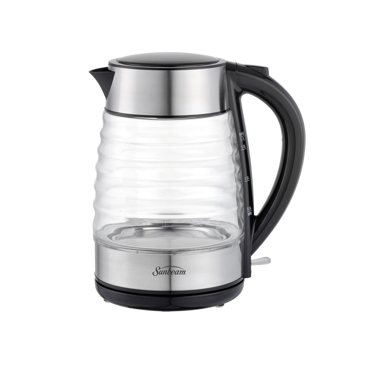 Sunbeam 1.7L Ribbed Glass Kettle - Black
