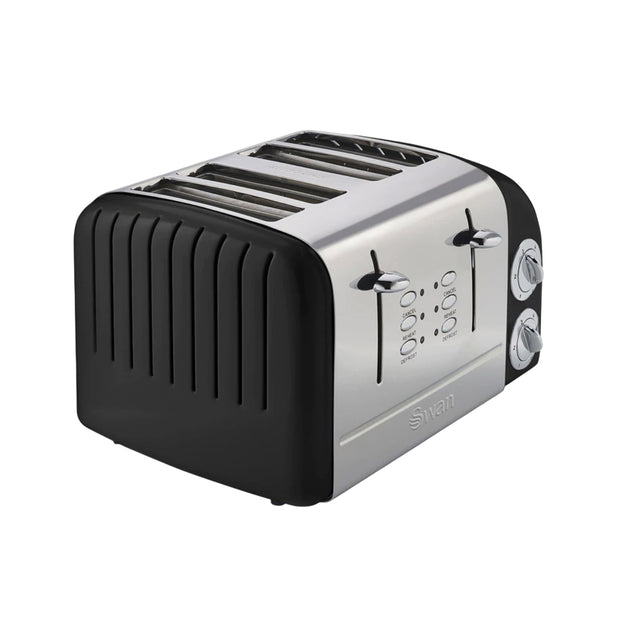 Swan 4 Slice Retro Black Toaster