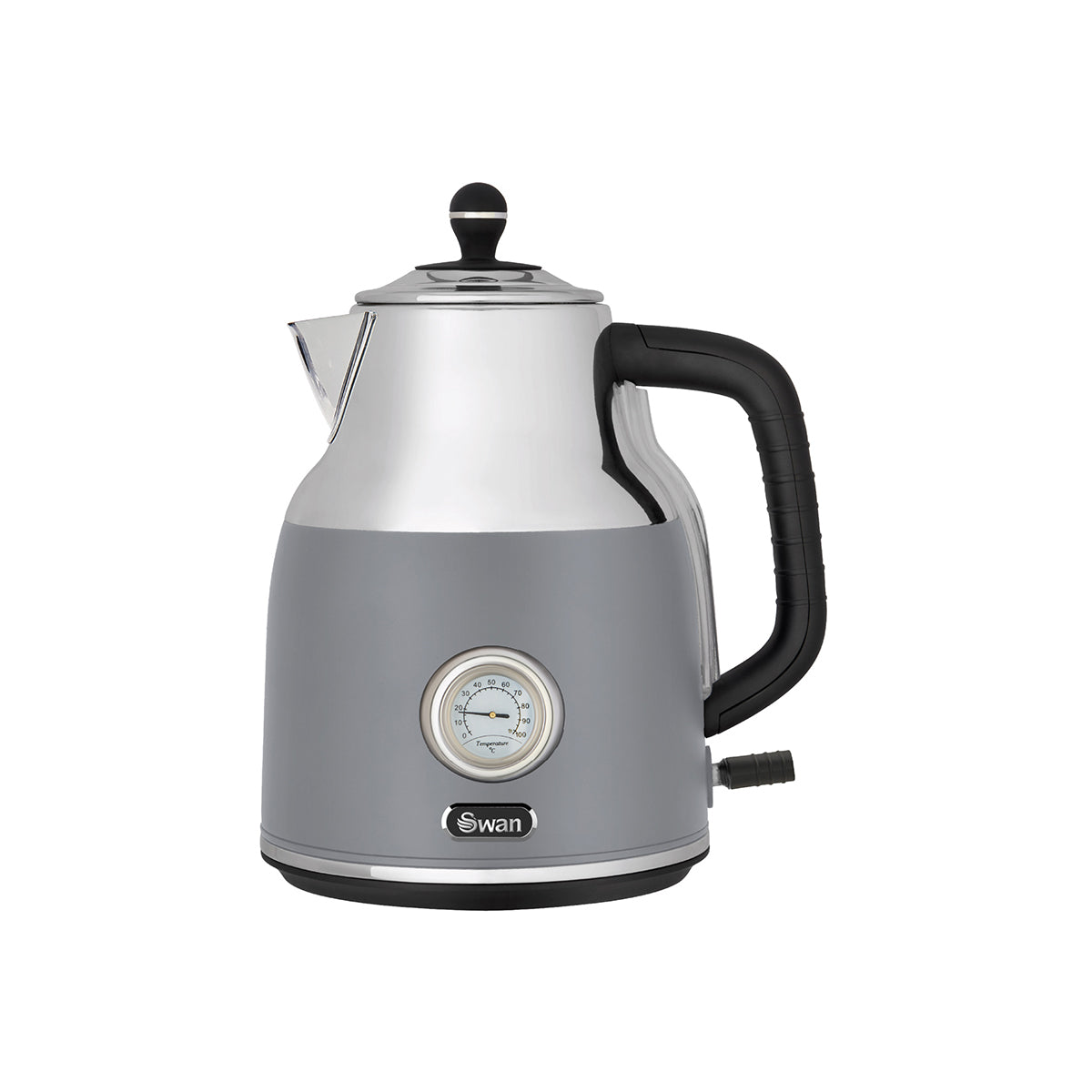 Swan Retro Cordless Kettle with Temperature Gauge Grey 1.7L