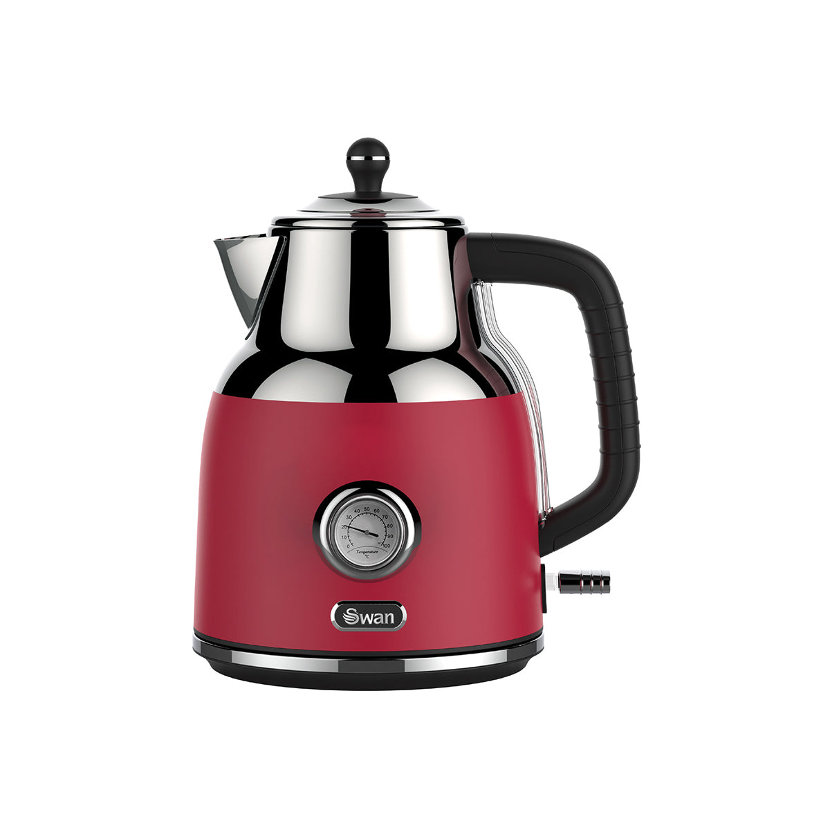 Swan Retro Cordless Kettle with Temperature Gauge Red 1.7L