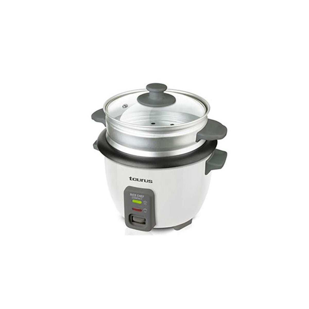 Taurus Rice Cooker With Glass Lid Plastic White 600ml 300w Rice Chef Compact