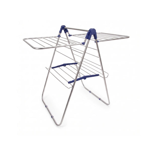 Totai foldable metal clothes drying rack in a silver/grey finish