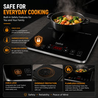 Feelive 2000W SIngle Portable Induction Cooktop Touch Control Black