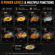 Feelive 2000W SIngle Portable Induction Cooktop Touch Control Black