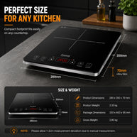 Feelive 2000W SIngle Portable Induction Cooktop Touch Control Black
