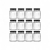 Regent Glass Hexagonal Jar With Black Lid 12 Pack - 130ml
