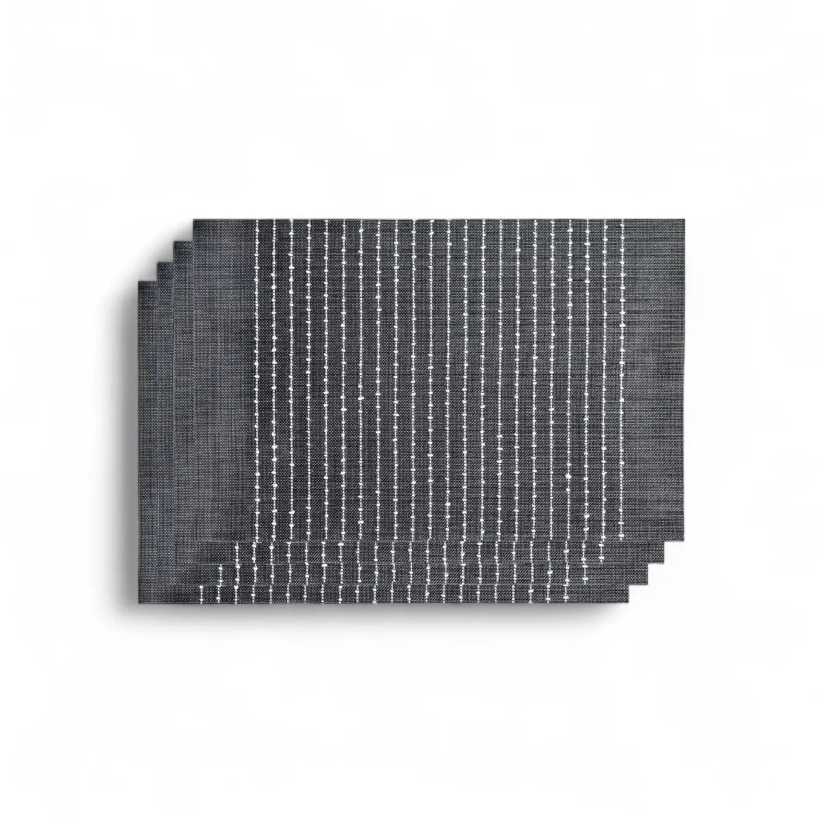 Regent Place Mats Pvc/cotton Weave Black/white Stripe 4 Pack Roll