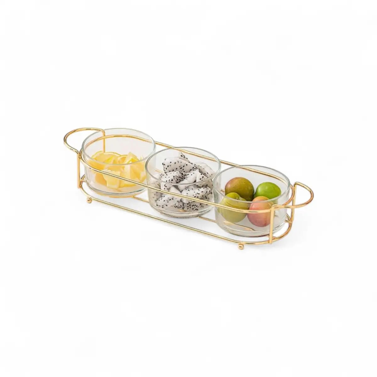 Aqua Jar Glass On Golden Rack 140ml 3pc Set