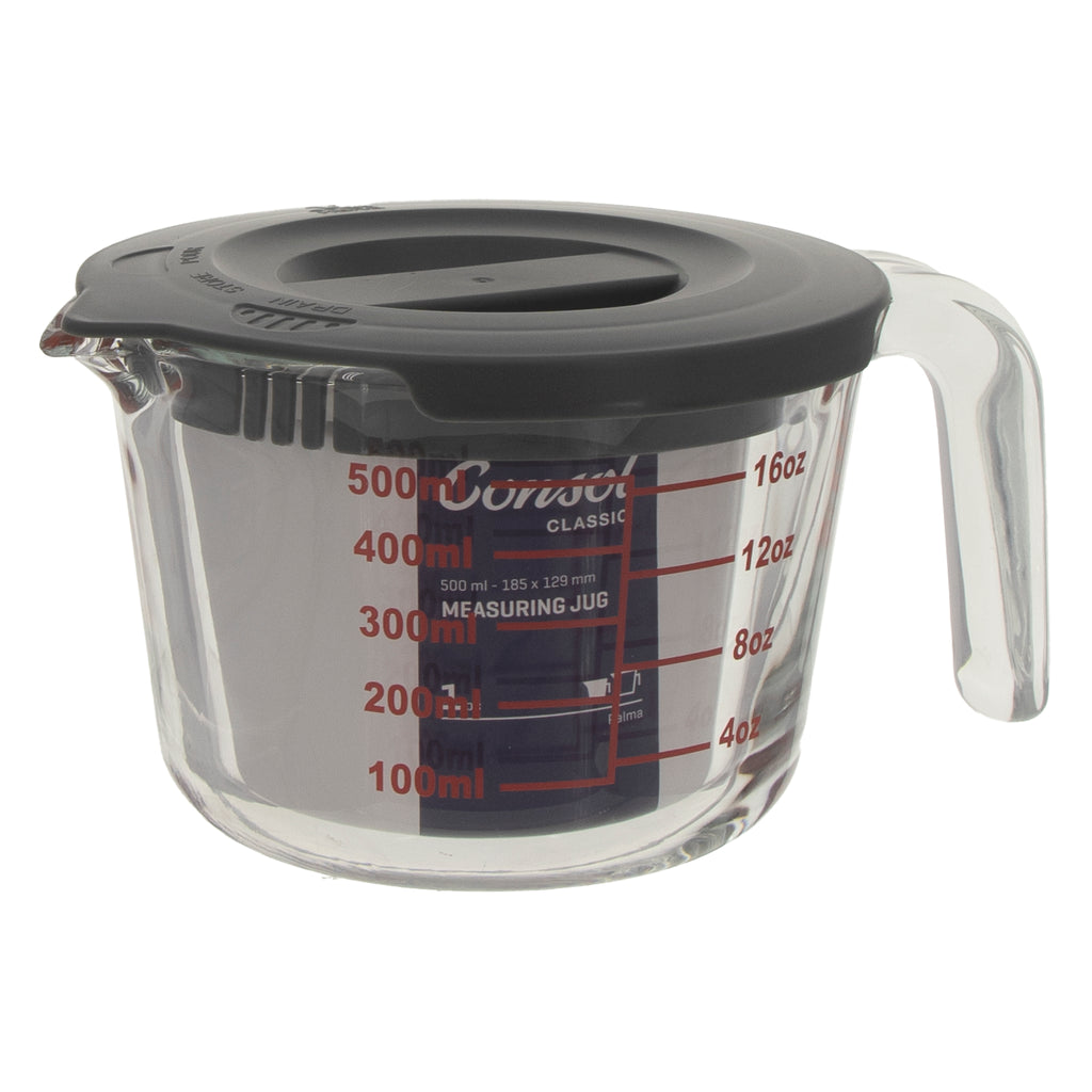 Consol Palma Measuring Jug Borosilicate With Grey Cover