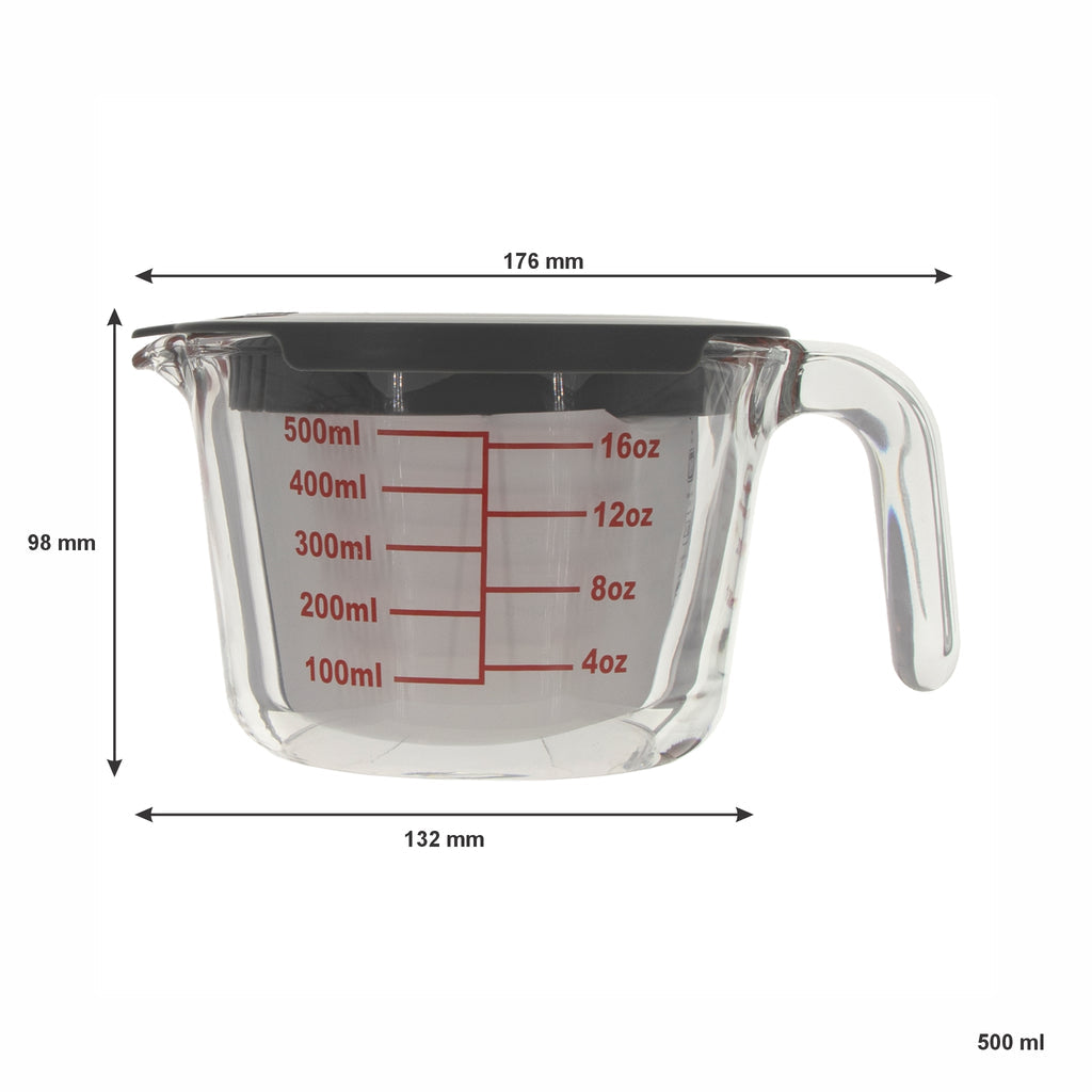 Consol Palma Measuring Jug Borosilicate With Grey Cover