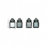 Regent Mini Glass Canisters Assorted Designs 4 Piece Set - 300ml