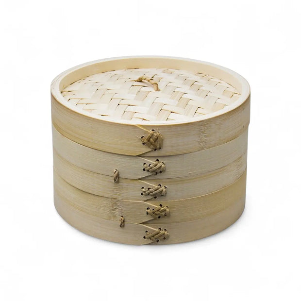 Regent 2-Tier Oriental Bamboo Steamer with Lid (134mm x 210mm)