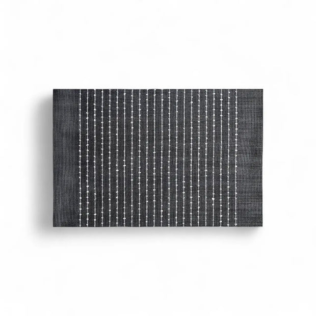 Regent Place Mats Pvc/cotton Weave Black/white Stripe 4 Pack Roll