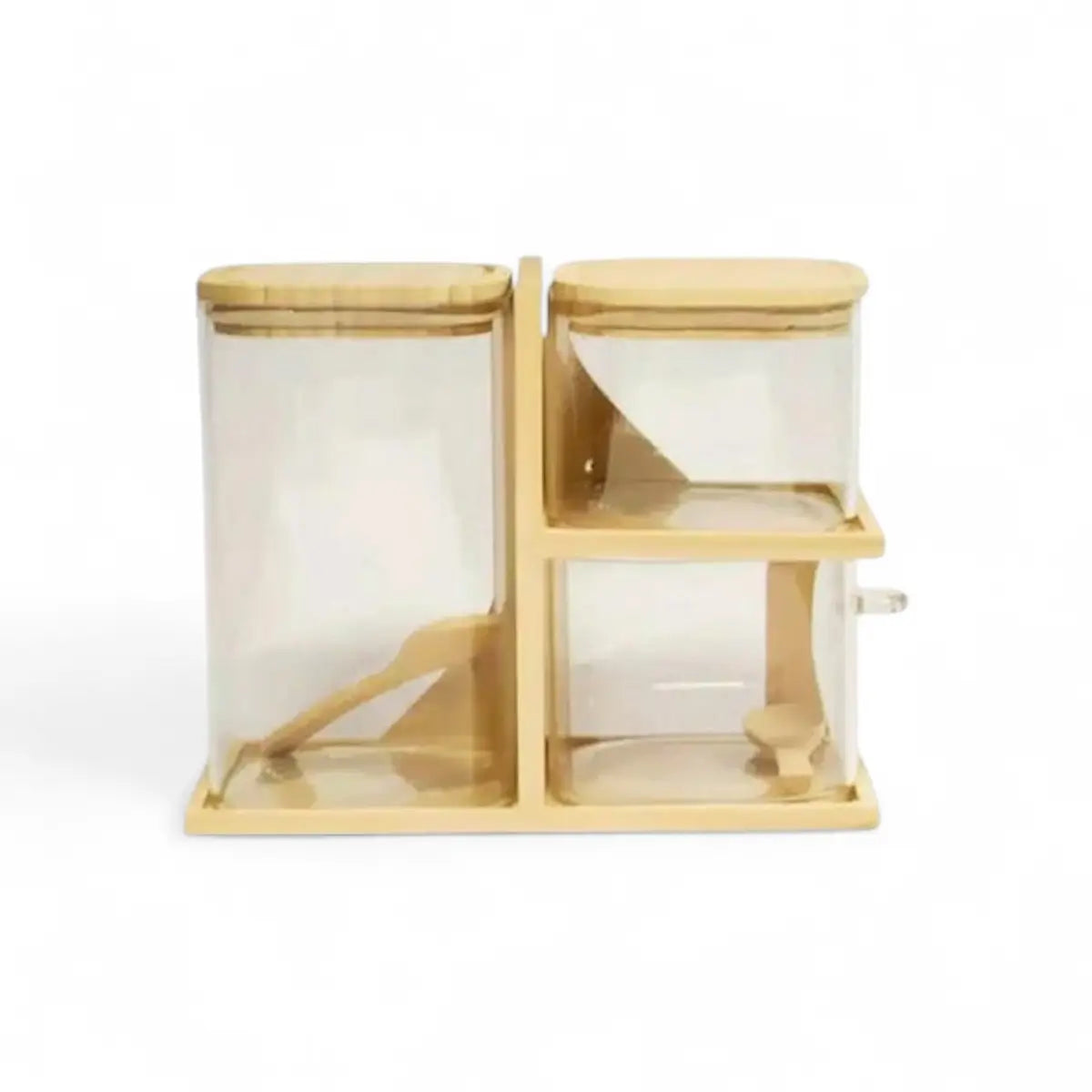 Aqua Glass 3pc Canister Set With Stand
