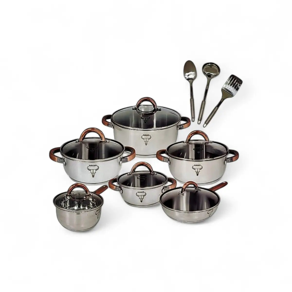 Rolux 15pc Stainless Steel Cookware Set