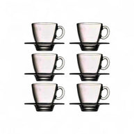 Pasabahce Aqua Coffee Cup & Saucer 215ml 6Pc
