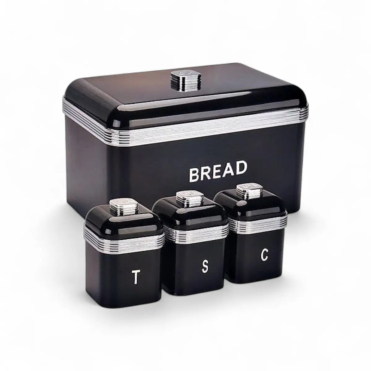 Continental Homeware Retro Deluxe Bread Bin & 3pc Canister Set