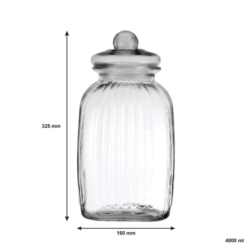 Regent Square Glass Ribbed Jar With Glass Lid