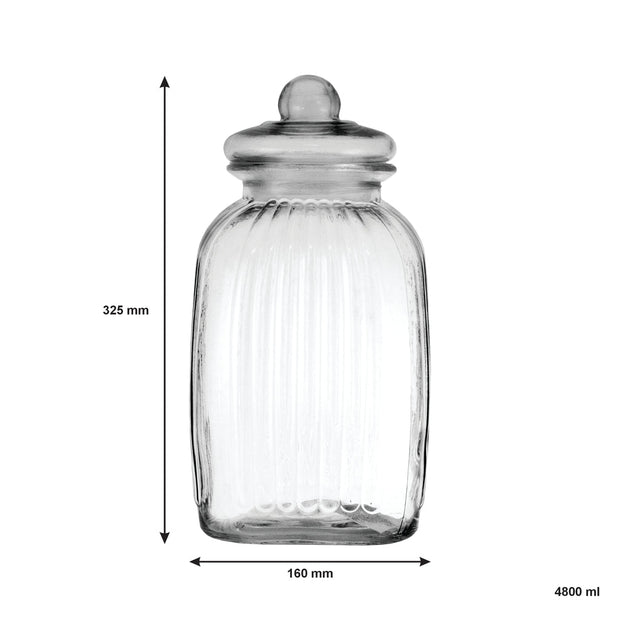 Regent Square Glass Ribbed Jar With Glass Lid