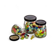 Regent Glass Round Jar With Black Lid 12 Pack - 100ml