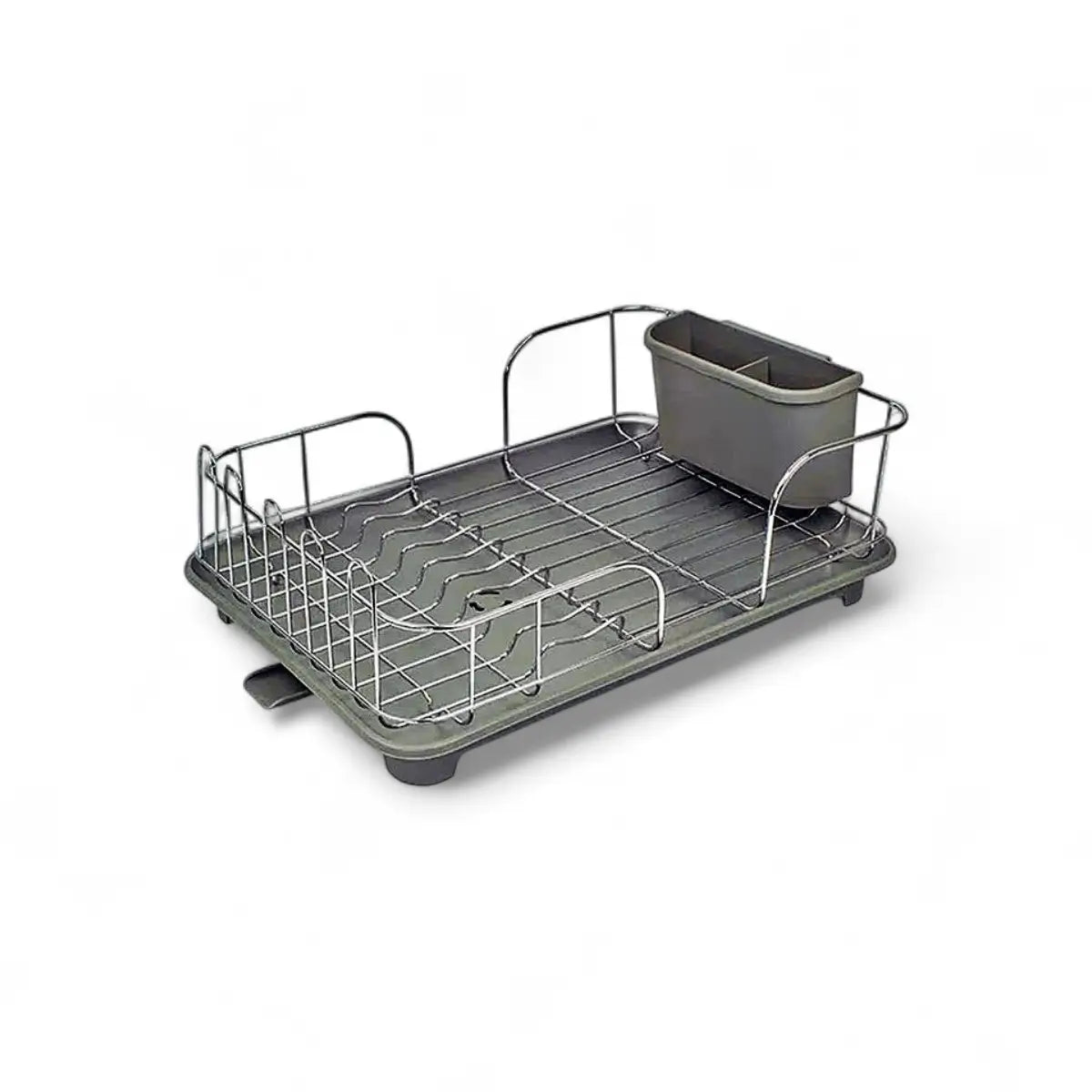 Continental Homeware Chrome Dish Rack with Grey Plastic Drip Tray