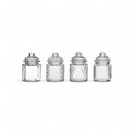Regent Mini Glass Canisters Assorted Designs 4 Piece Set - 300ml