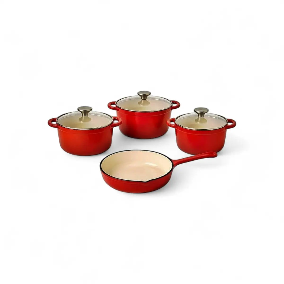 Continental Homeware 7pc Cast Iron Set With Glass Lid