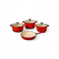 Continental Homeware 7pc Cast Iron Set With Glass Lid