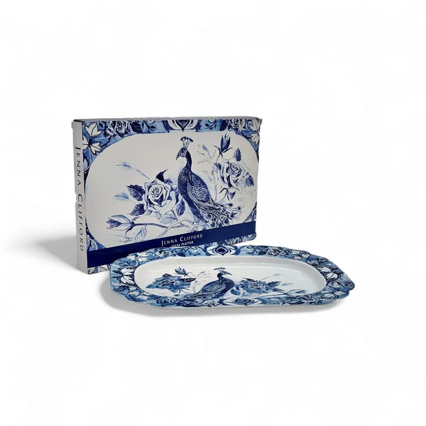 Jenna Clifford Peacock Sapphire Garden Rectangular Platter