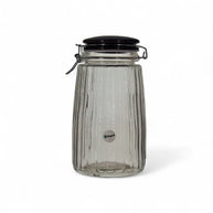 Regent Ribbed Hermetic Glass Canister With Black Ceramic Lid & Metal Clip