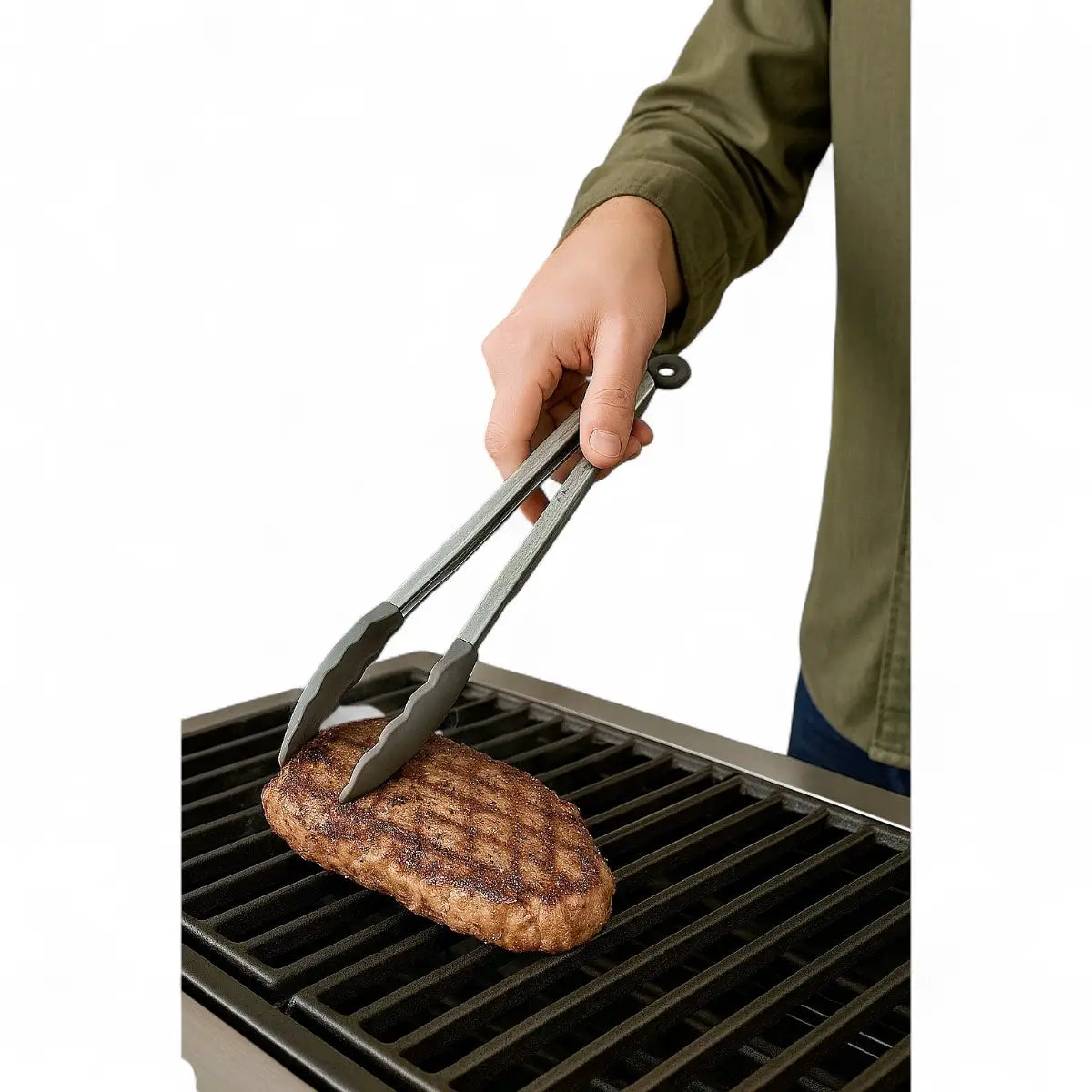 Regent Food Tong Stainless Steel with Grey Silicone Tips - 275mm