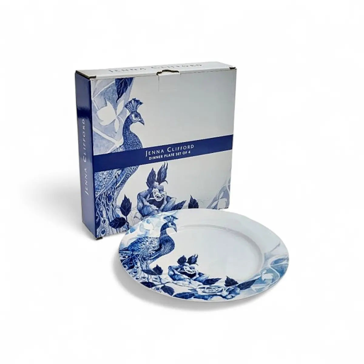 Jenna Clifford Peacock Sapphire Garden Dinner Plate Set of 4