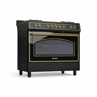 Elba 90cm 4 Gas Burner Stove with 2 Electric Solid Plates & Electric Oven - Black