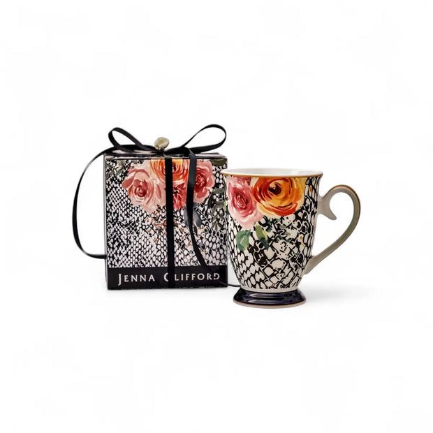 Jenna Clifford Peach Rose Coffee Mug in Gift Box