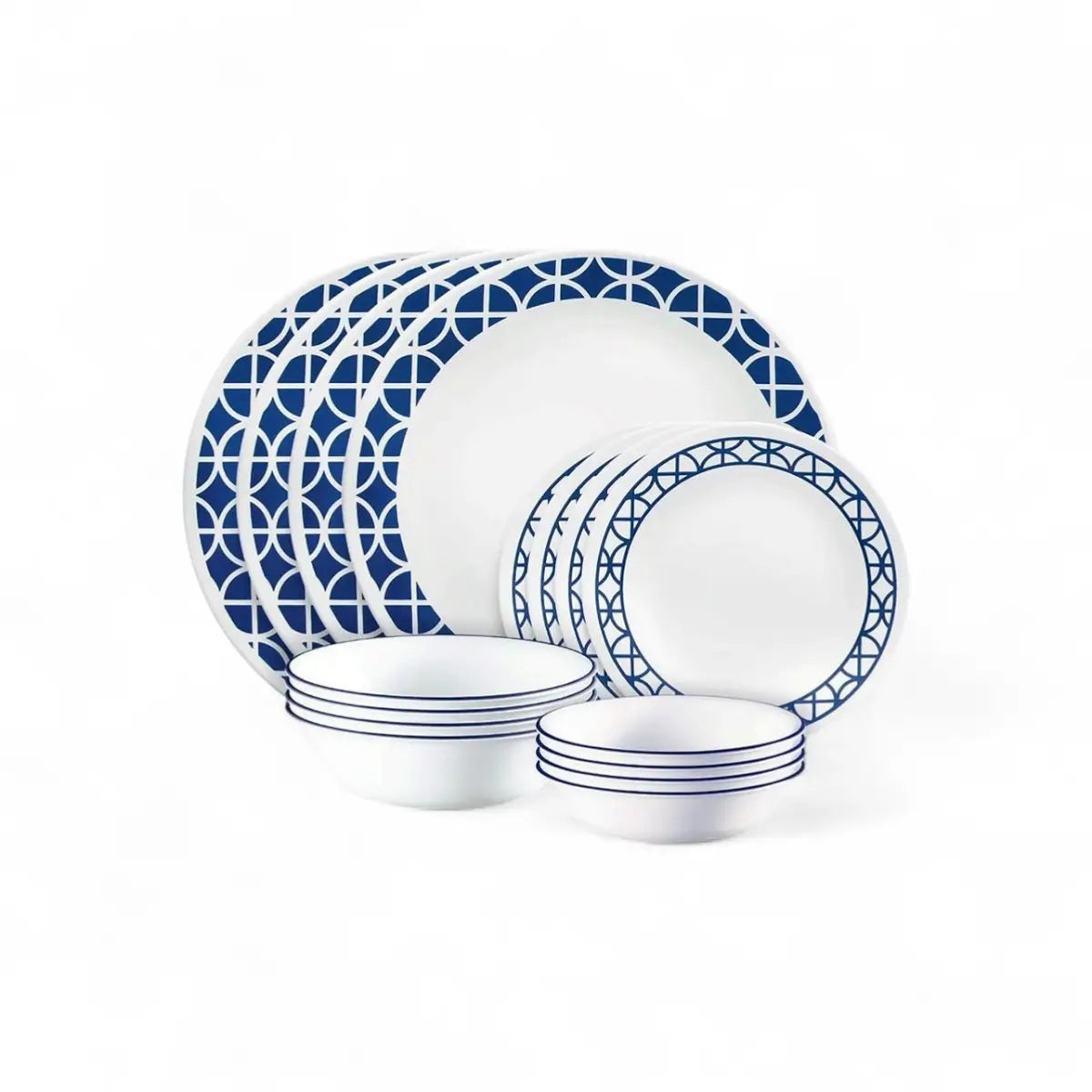 Corelle Cobalt Circles 16 Pc Dinner Set