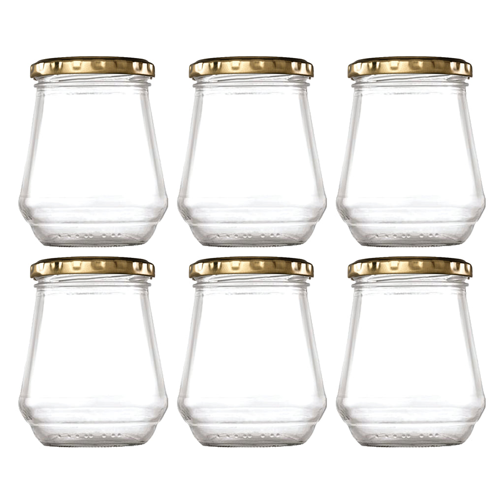 Consol Conical Jar With Gold Lid 6 Pack - 375ml