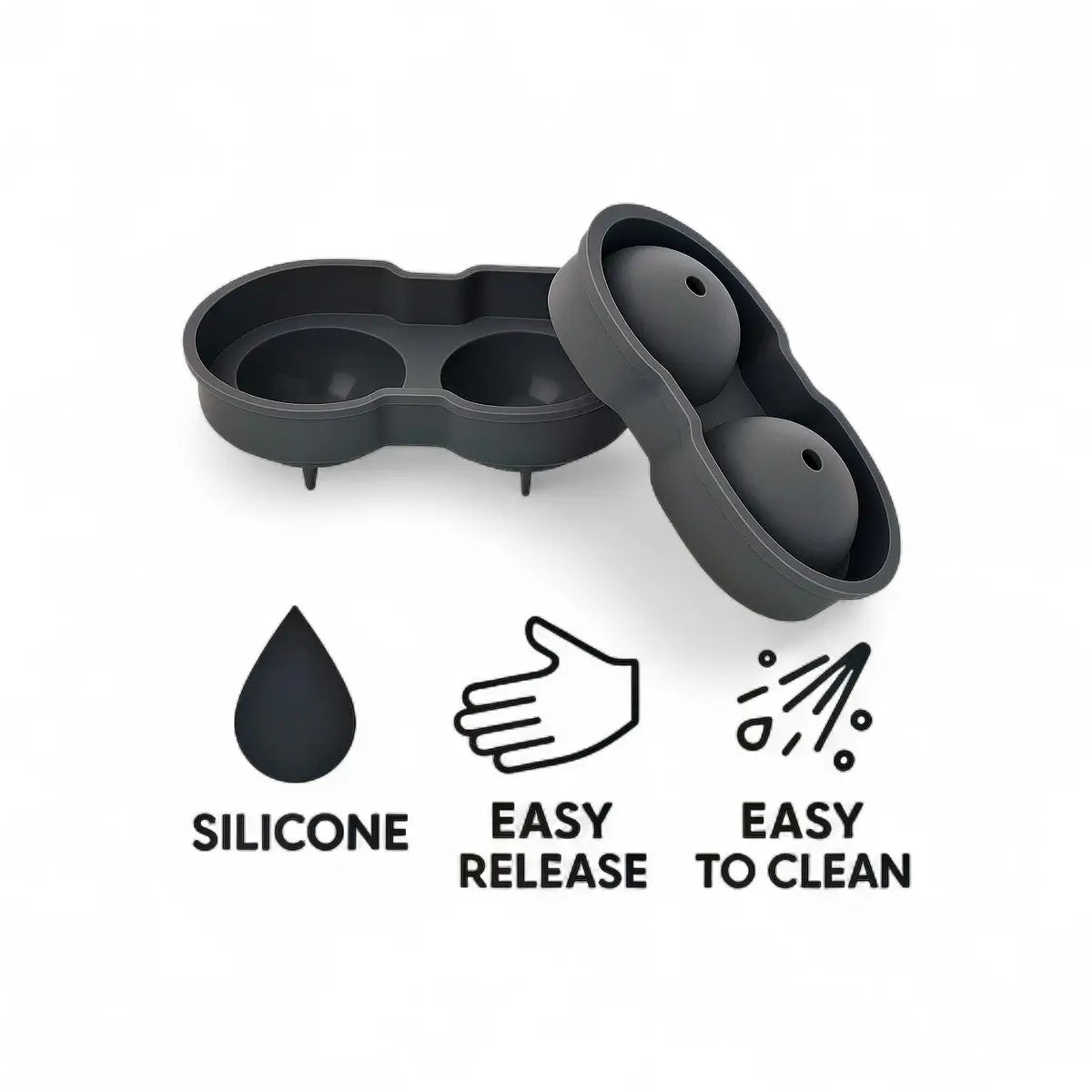 Bar Butler Large 2 Ball Ice Mould Grey Silicone