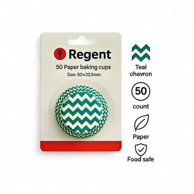 Regent Cake Cups Chevron Teal 50 Pieces