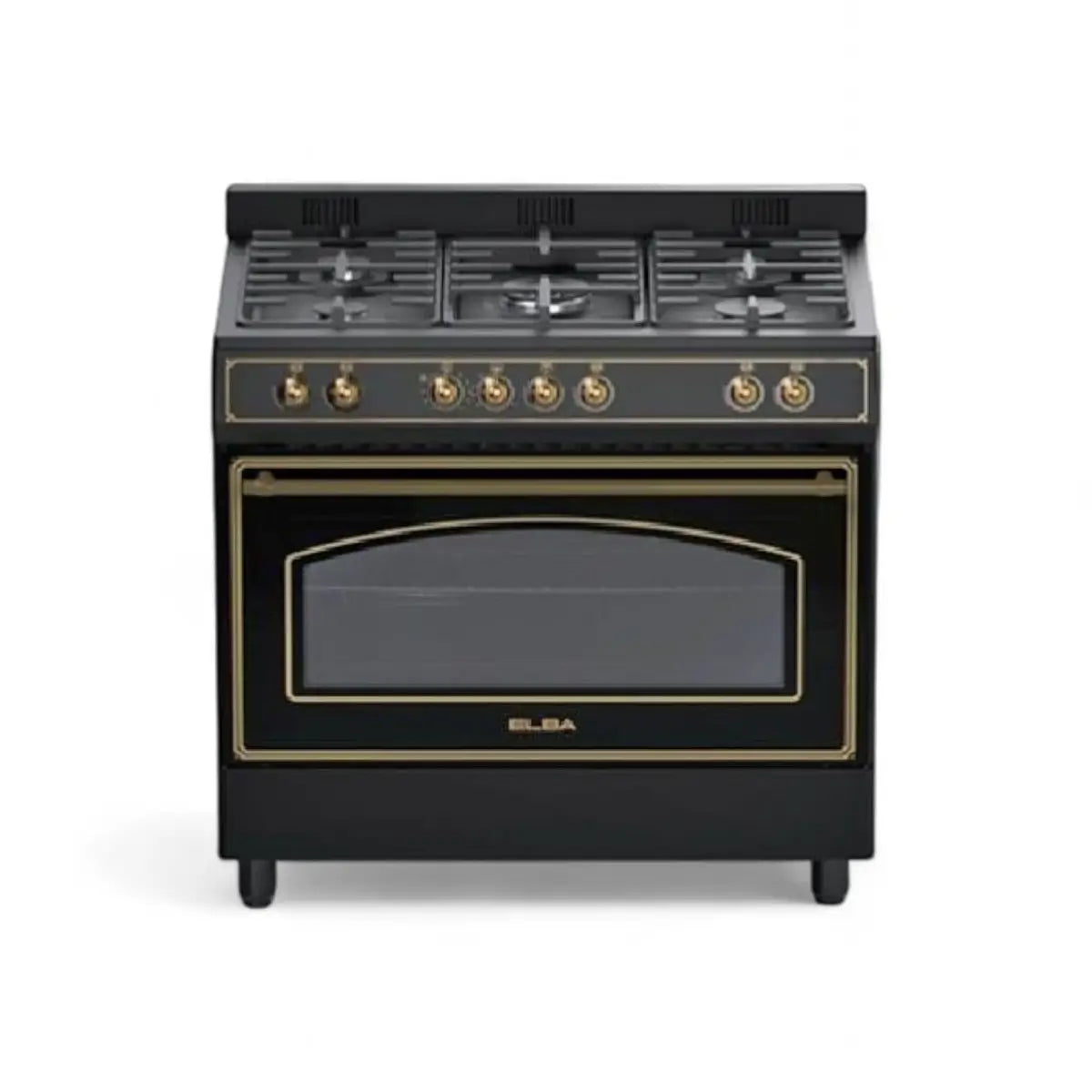Elba 90cm 5 Gas Burner Stove with Electric Multifunction Oven - Black