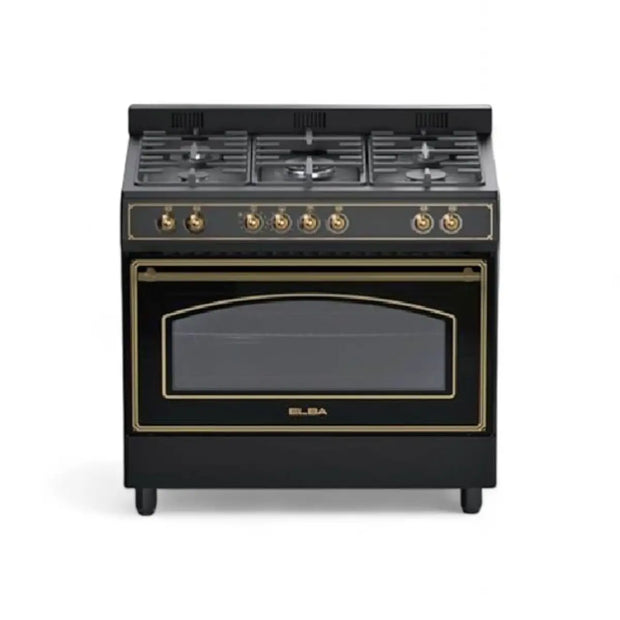 Elba 90cm 5 Gas Burner Stove with Electric Multifunction Oven - Black