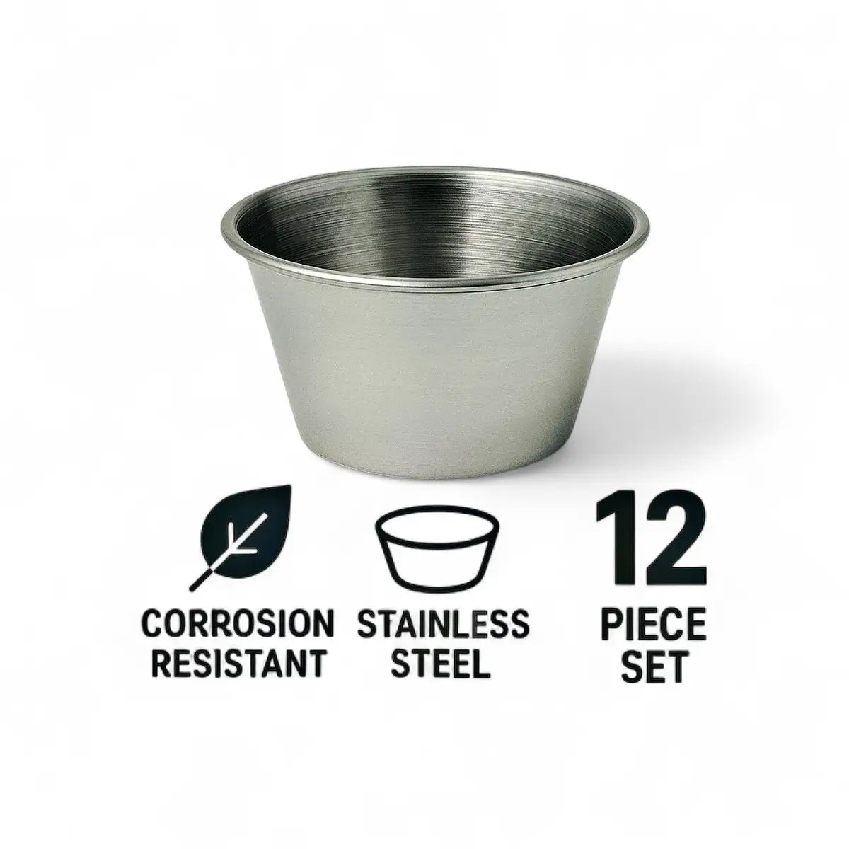 Regent Sauce Cup Stainless Steel 1 Doz, 56ml - 38x55mm Diameter