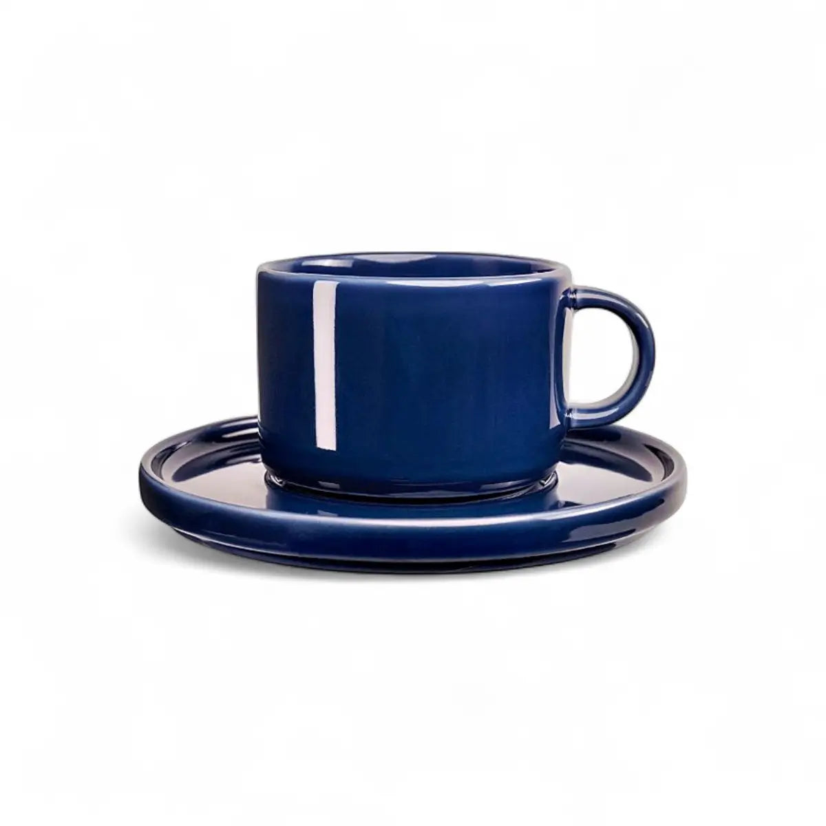 Jan Flat Stackable Cup & Saucer Cobalt Blue
