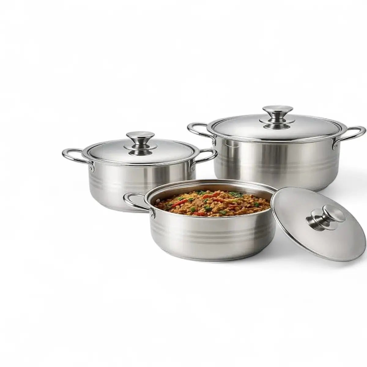 Rolux 6pc Stainless Steel Stock Pot Set