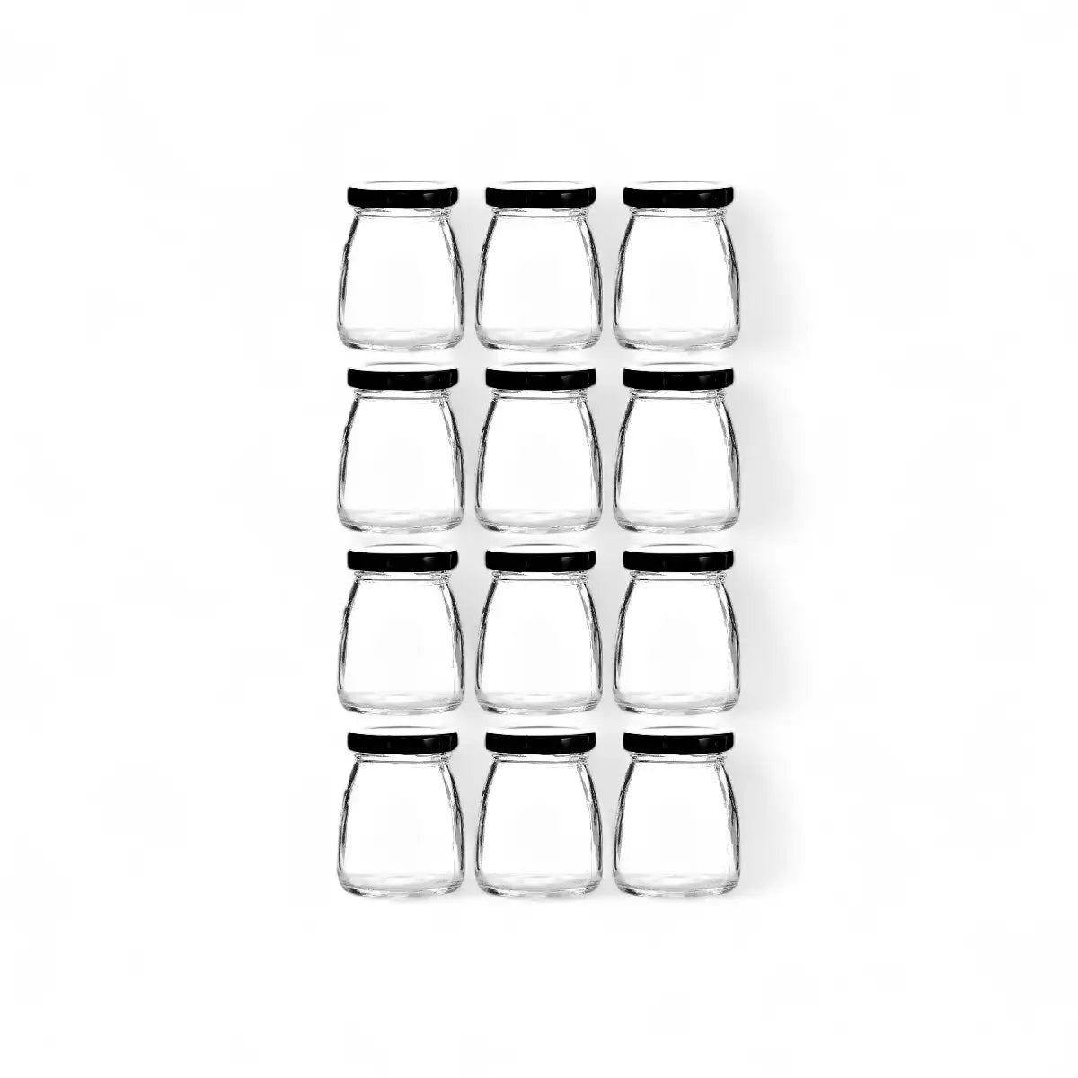 Regent Glass Round Jar With Black Lid 12 Pack - 100ml