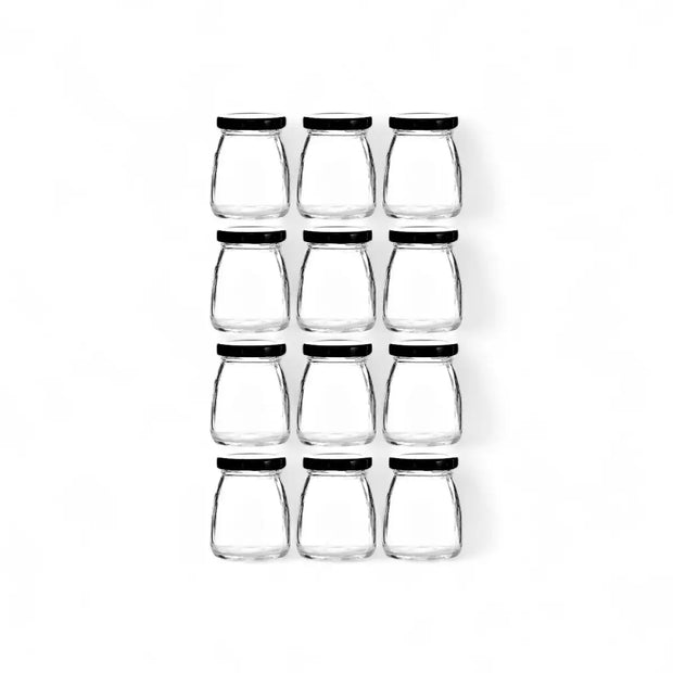 Regent Glass Round Jar With Black Lid 12 Pack - 100ml