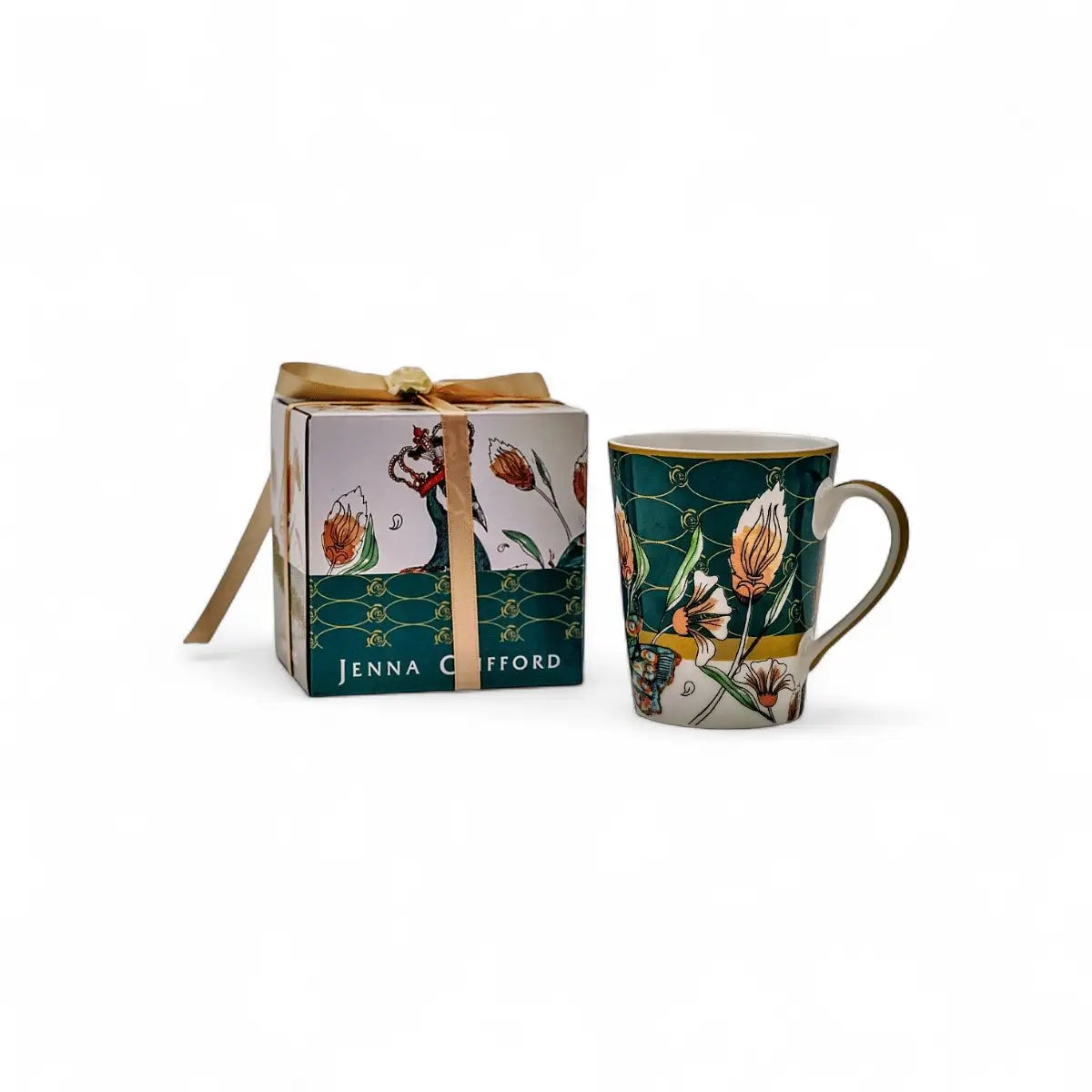 Jenna Clifford Peacock Green Coffee Mug In Gift Box