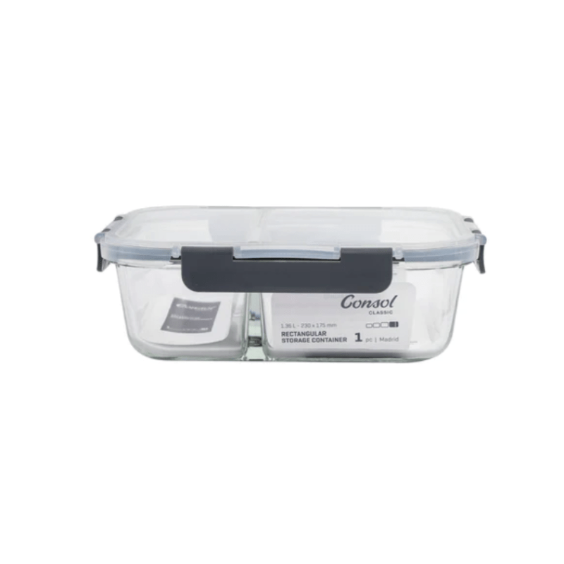 Consol Madrid Rect. 2 Division Storage Container With Clip On Lid