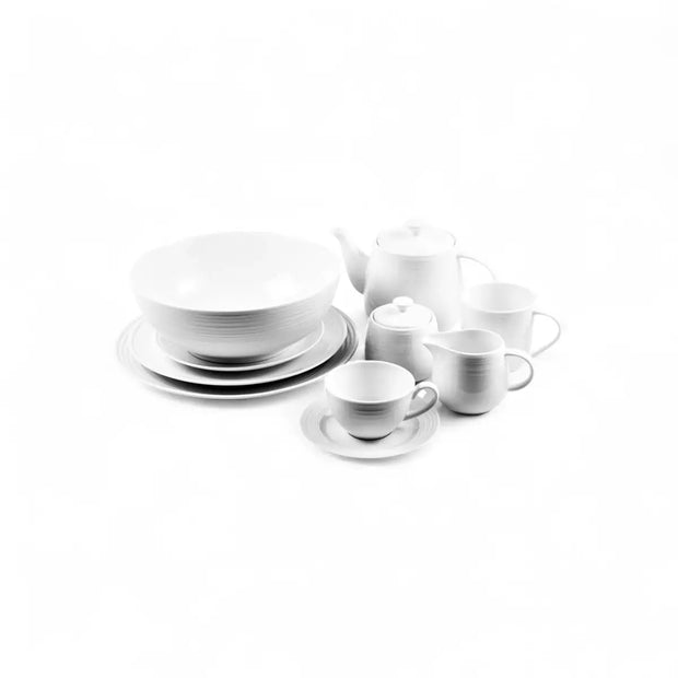 Jenna Clifford Embossed Lines Whisper White Sugar Pot