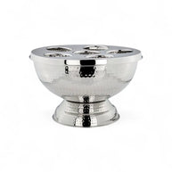 Hammered Stainless Steel Punch Bowl with 6-Bottle Holder Inserts